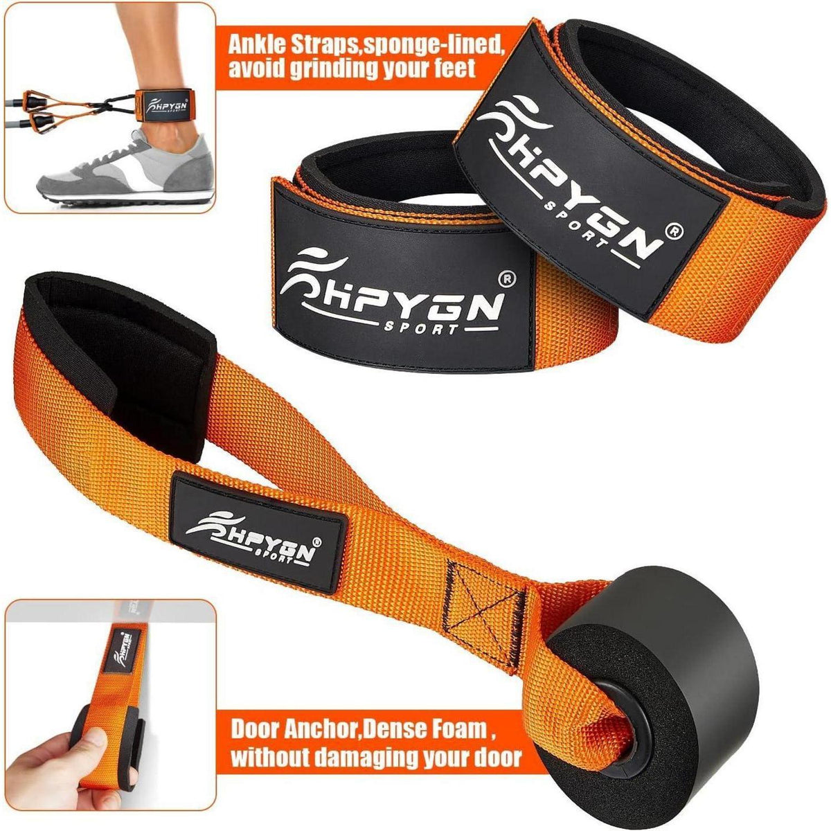 Widerstandsbänder Set 136 kg mit Griffen & Zubehör Orange Schwarz