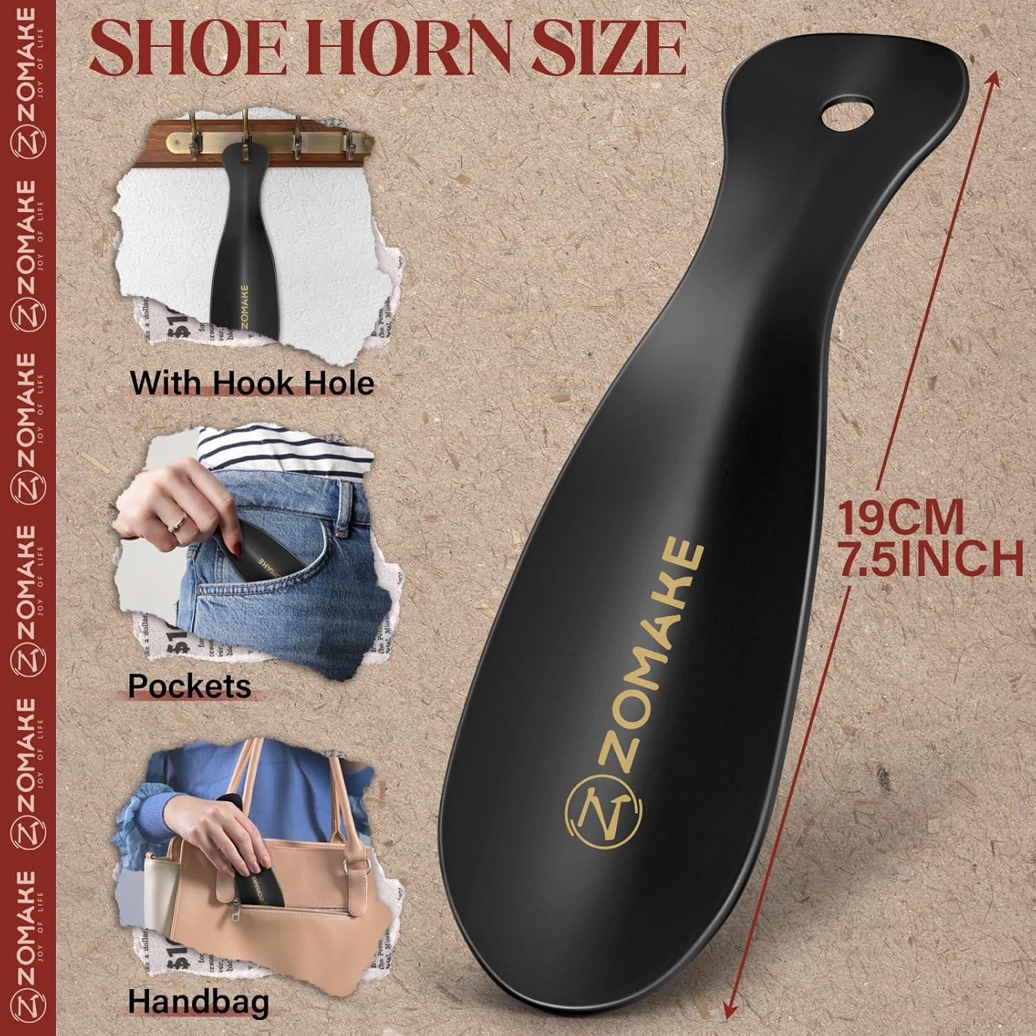ZOMAKE Mini Schuhlöffel Set 2er Schwarz Metall 19cm