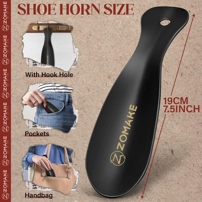 ZOMAKE Mini Schuhlöffel Set 2er Schwarz Metall 19cm
