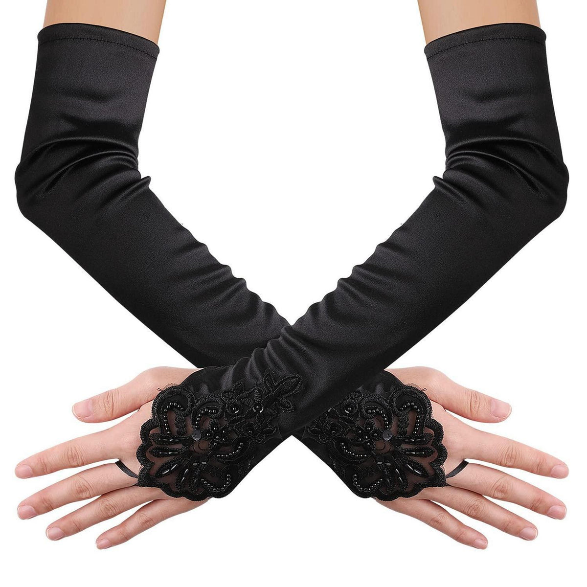 Damen Lange Satin Handschuhe für Oper & Festlichkeiten