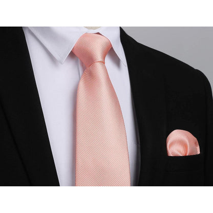Herren Krawatten-Set mit Einstecktuch & Manschettenknöpfen, Paisley Rosa