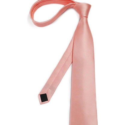 Herren Krawatten-Set mit Einstecktuch & Manschettenknöpfen, Paisley Rosa
