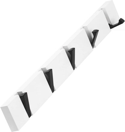 Klappbare Hakenleiste aus Bambus für Jacken und Mäntel - Weiß 42cm