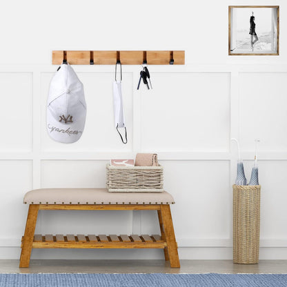 Wandhaken Holz Klappbar 5 Haken Natur 42cm Tragfähig bis 5kg