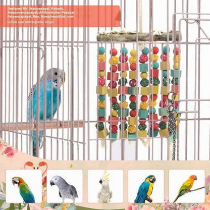 Großes Papageienspielzeug aus Holz – Kauspaß für Vögel