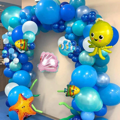 Meer Junge Geburtstagsdeko, Unterwasser Party Deko Set, Blau Happy Birthday