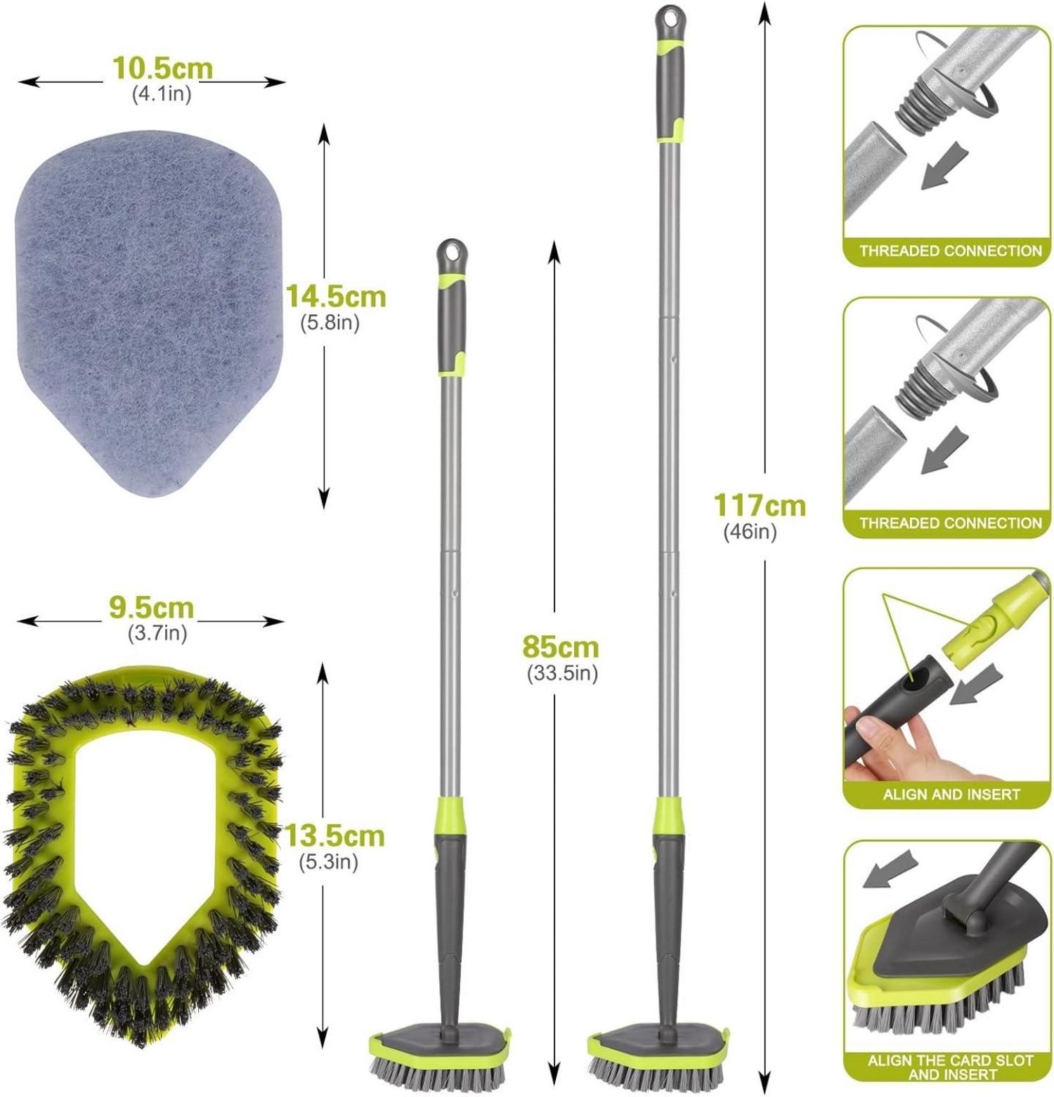 Masthome 2-in-1 Schrubber mit Stiel und 2 Scheuerschwamm