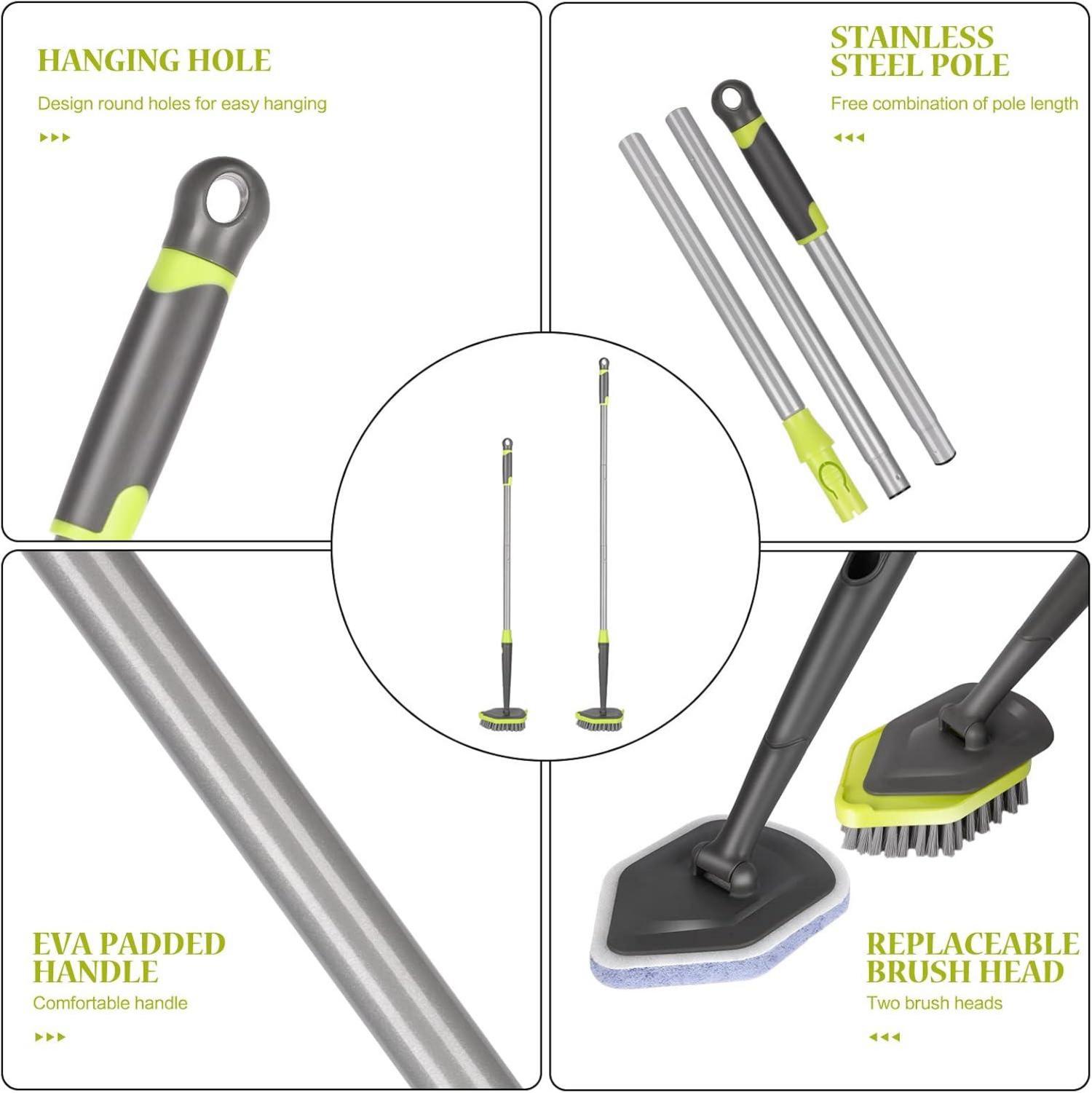 Masthome 2 in 1 Schrubber mit Stiel und 2 Bürstenköpfen