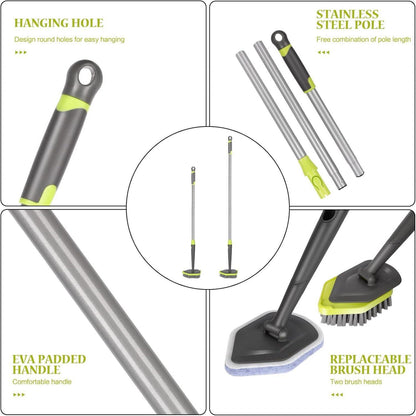 Masthome 2 in 1 Schrubber mit Stiel und 2 Bürstenköpfen