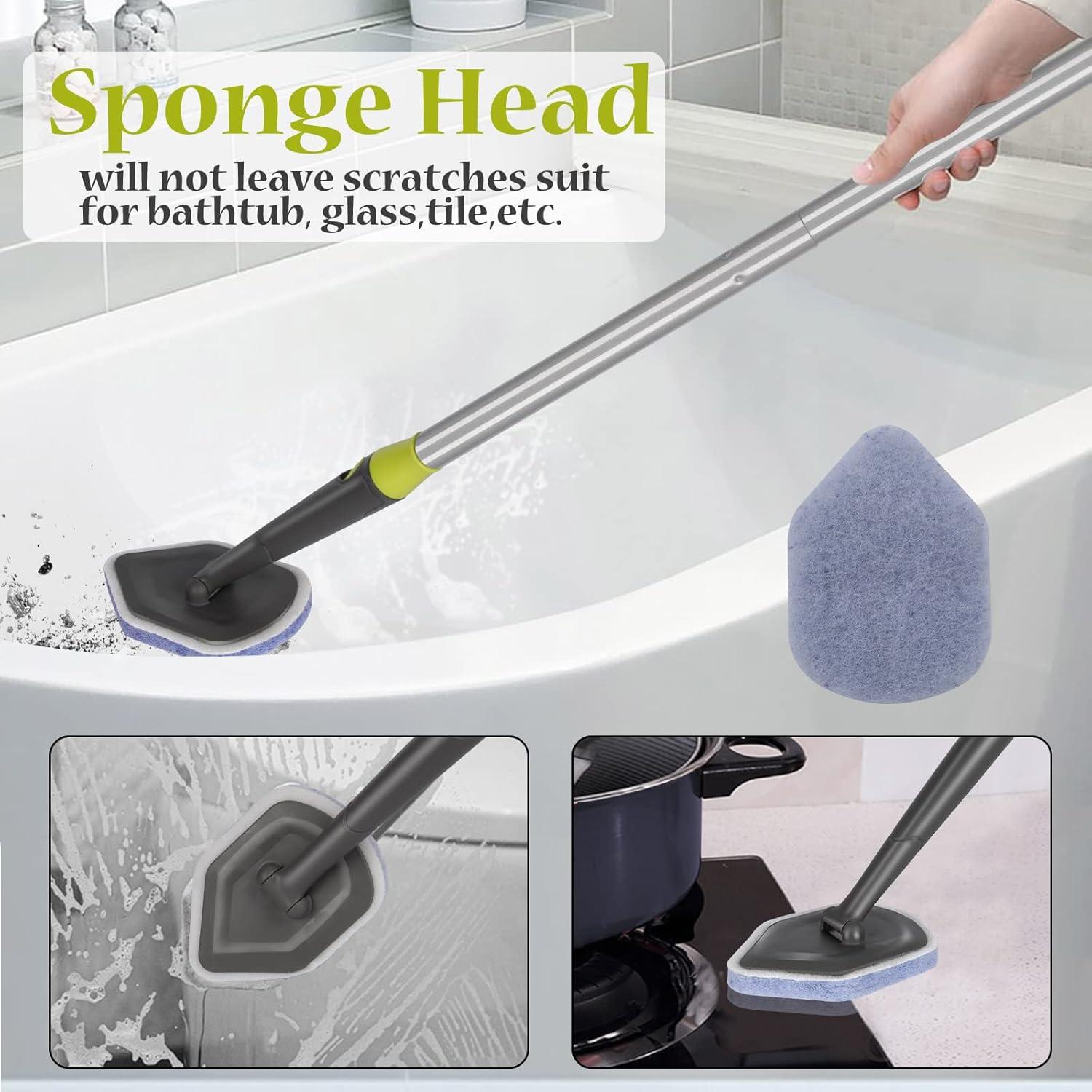 Reinigungsbürste Badewanne 2-in-1 Bodenschrubber 118cm Stiel & 2 Schwämme