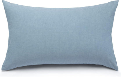 2er Set Kissenbezug 40x60 cm Gewaschene Baumwolle Hellblau