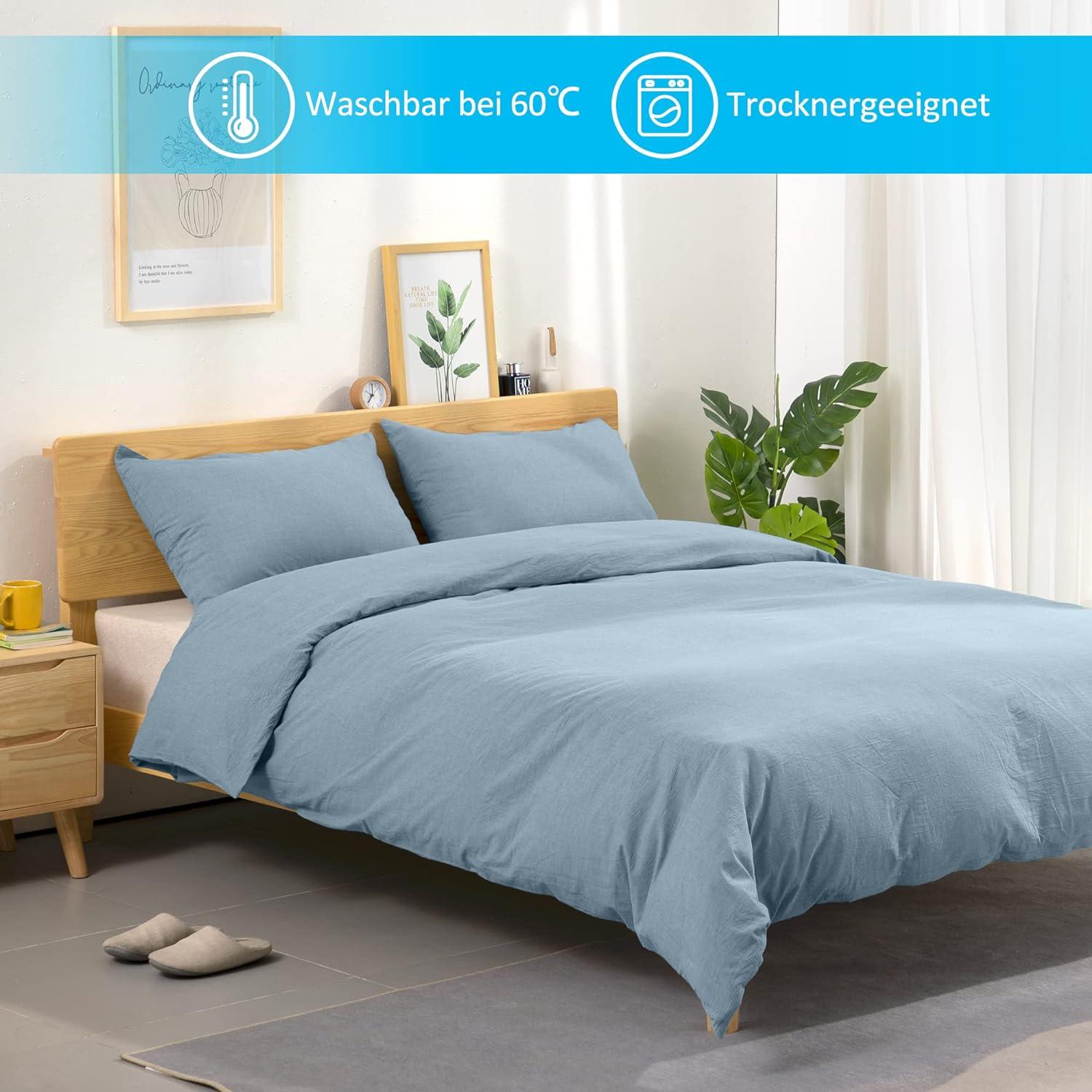 2er Set Kissenbezug 40x60 cm Hellblau Baumwolle