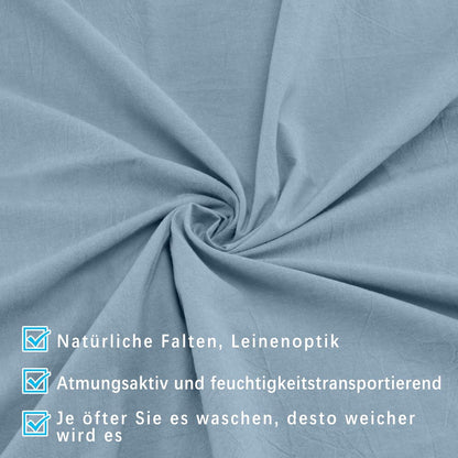 2er Set Kissenbezug 40x60 cm Gewaschene Baumwolle Hellblau