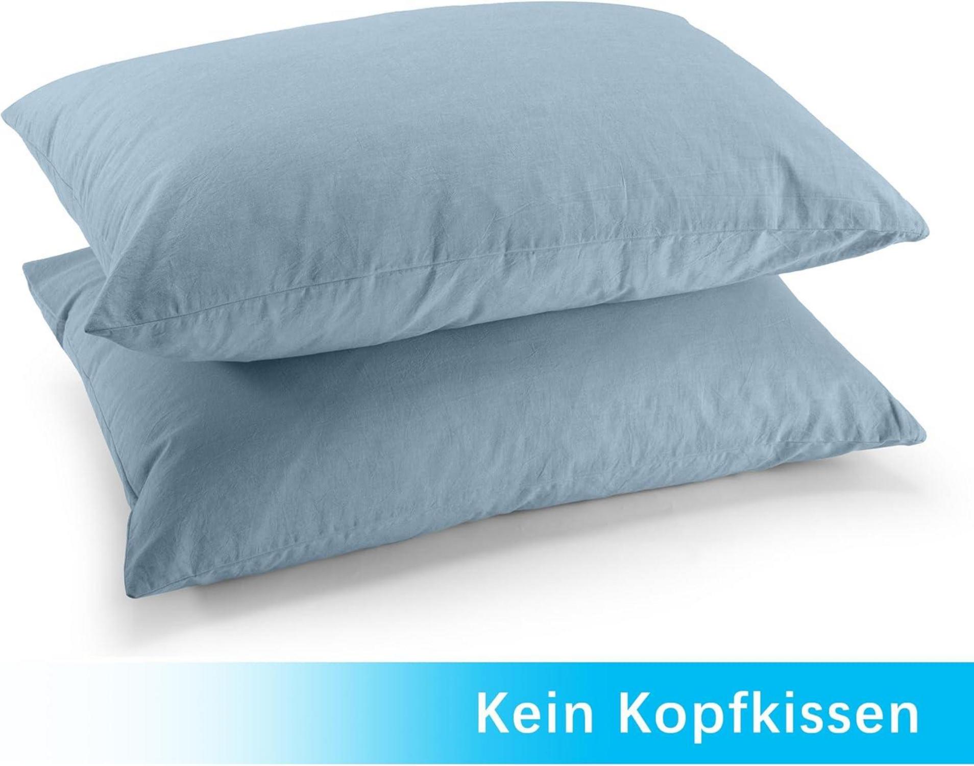 2er Set Kissenbezug 40x60 cm Hellblau Baumwolle Reißverschluss