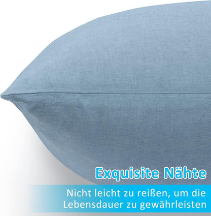 2er Set Kissenbezug 40x60 cm Hellblau Baumwolle Reißverschluss