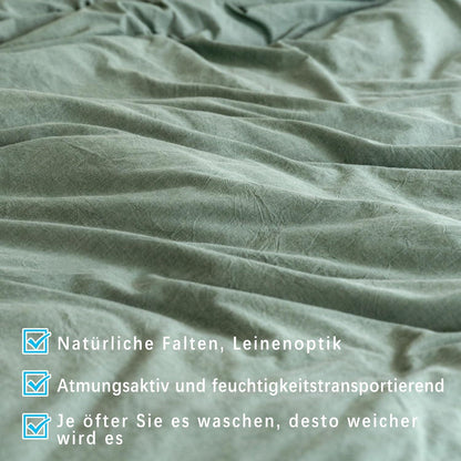 Kissenbezug 2er Set 40x60 cm Grün Baumwolle Reißverschluss Superweich