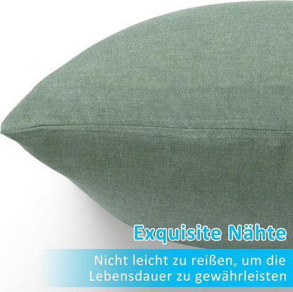 Kissenbezug 40x60 cm 2er Set Grün Gewaschene Baumwolle Reißverschluss