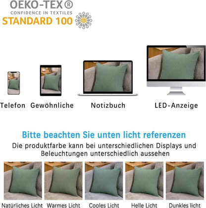 2er Set Kissenbezug 40x60 cm Grün Baumwolle Reißverschluss Superweich