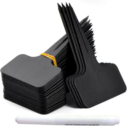 100x Orrdiffi Plastik Pflanzschilder wetterfest 6x10cm Schwarz