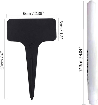 100Stk Wetterfeste Plastik Pflanzschilder 6x10cm Schwarz mit Marker-Stift