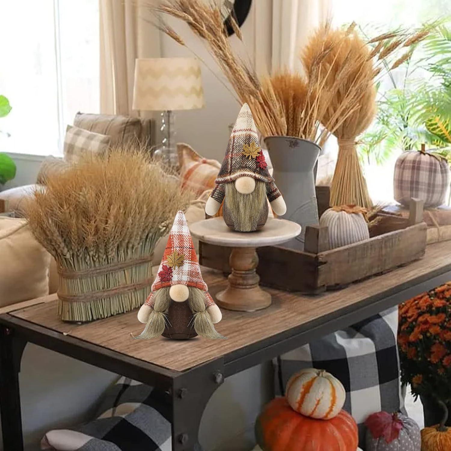 Herbst Deko Wichtel 2er Set Herbstdeko Figuren Braun Rot