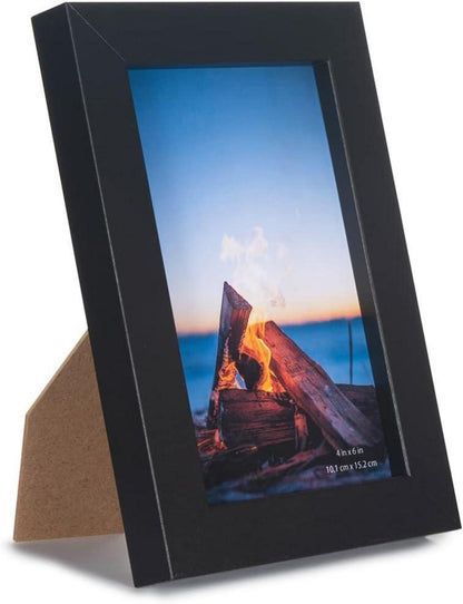 Bilderrahmen 4er Set Schwarz 10x15cm MDF Acrylglas Rahmen für