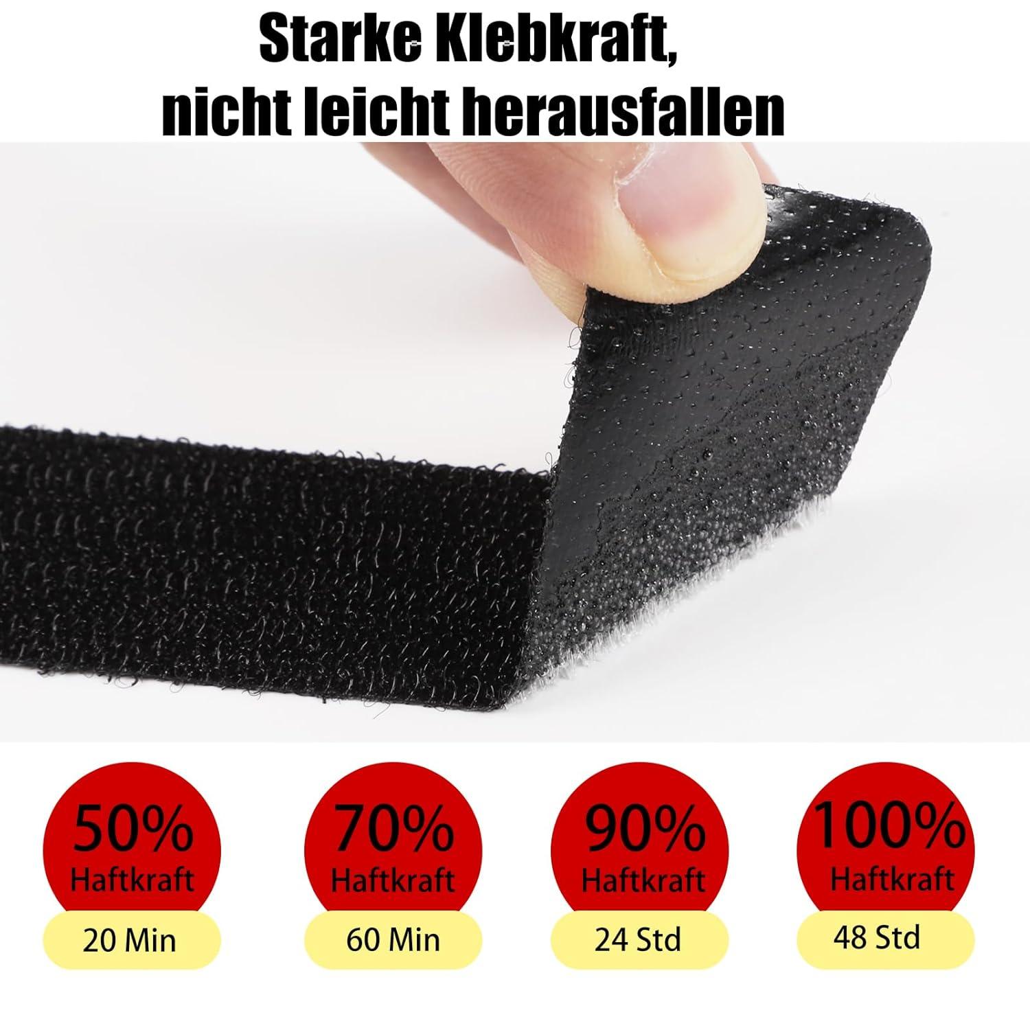 Yoosso 36 Stück Klettband Selbstklebend Extra Stark Wände Boden Tür Schwarz
