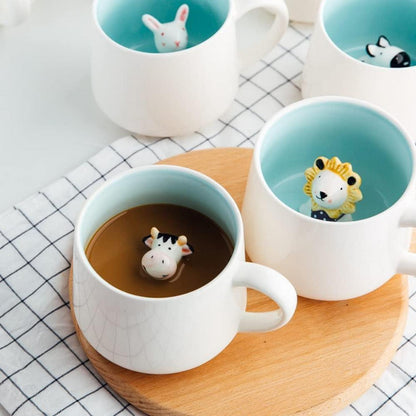 Süße Kuh Kaffeebecher mit 3D Tier, handgefertigt aus Keramik