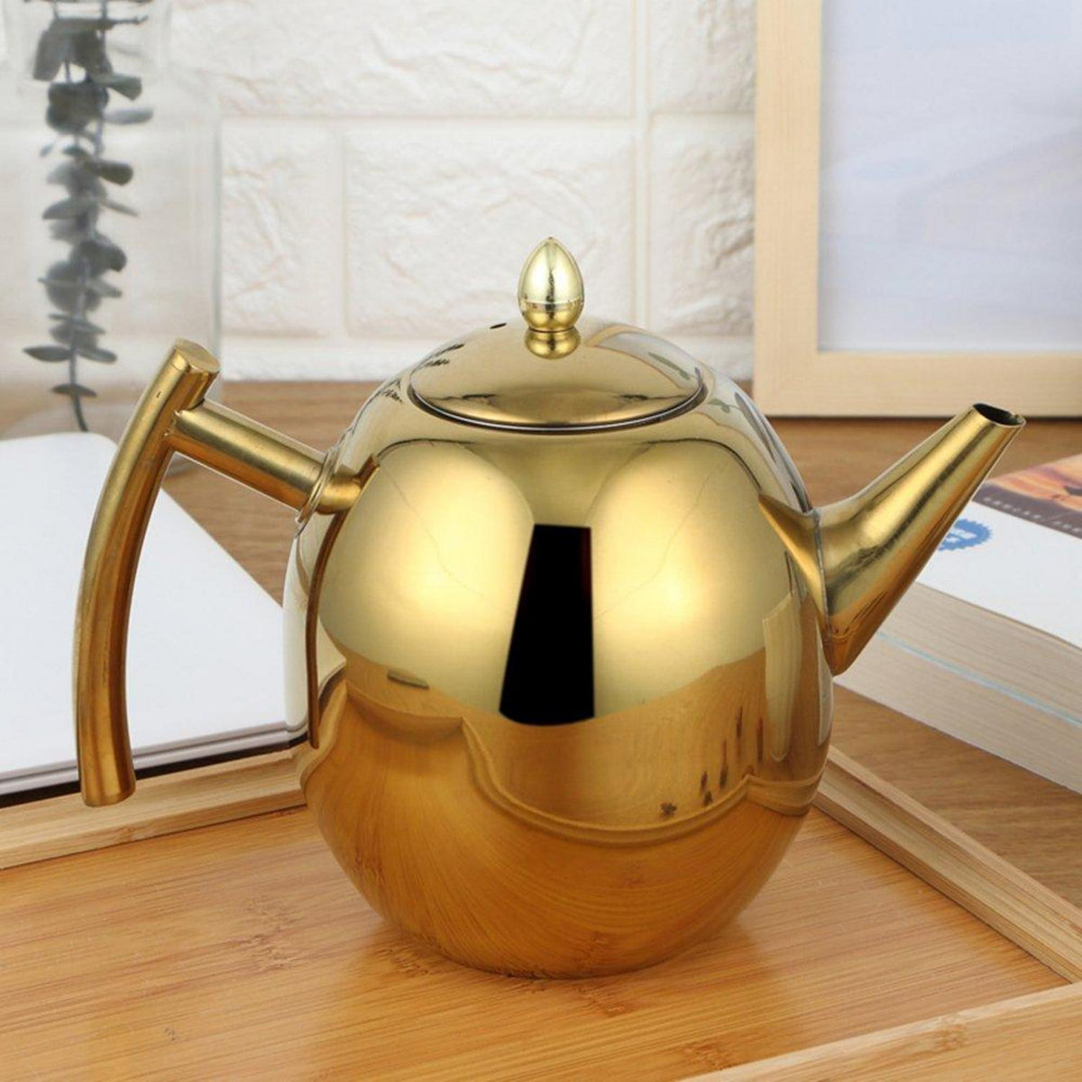 Edelstahl Teekanne 1L mit Filter – Tropffreie Kaffeekanne