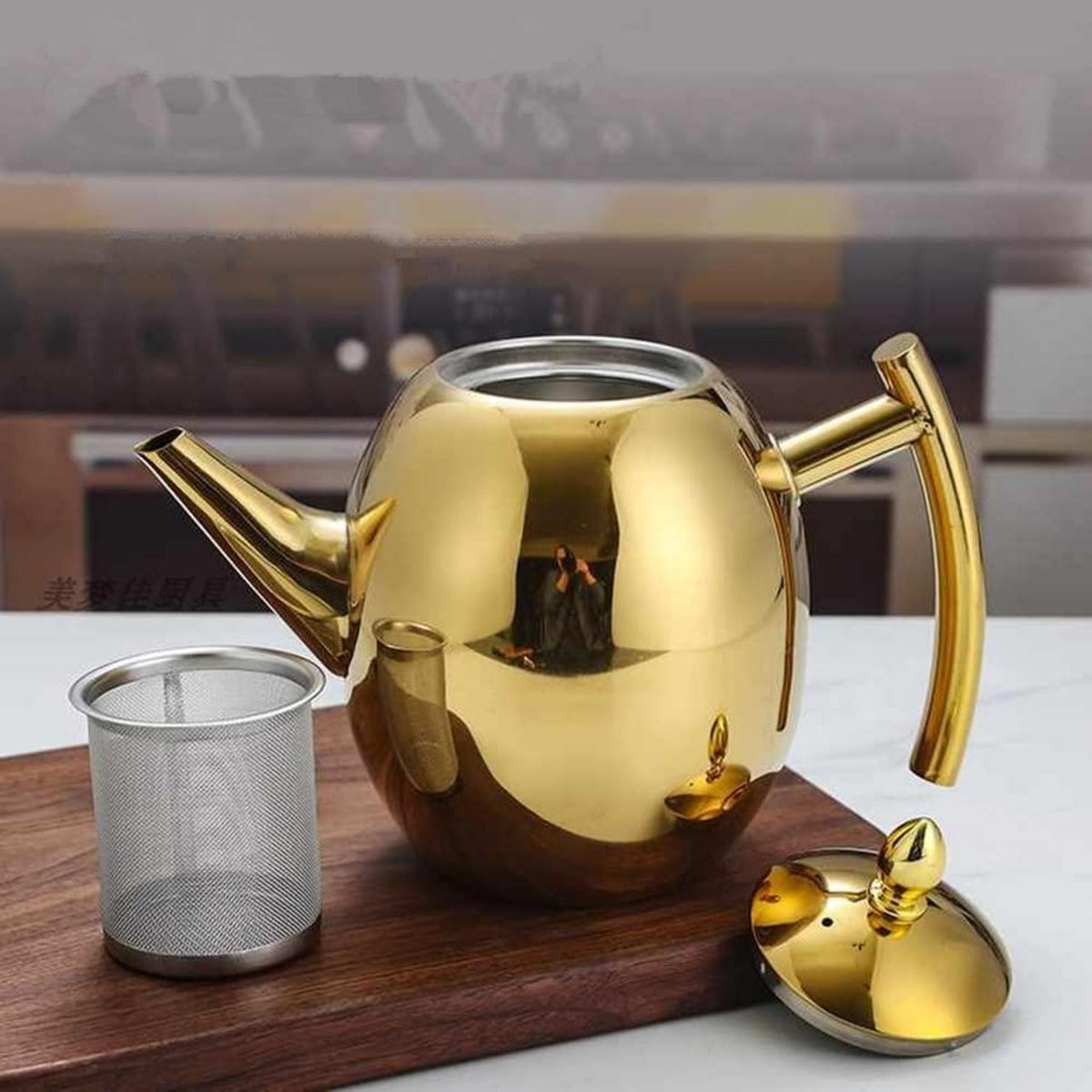 Edelstahl Teekanne 1L mit Filter – Tropffreie Kaffeekanne