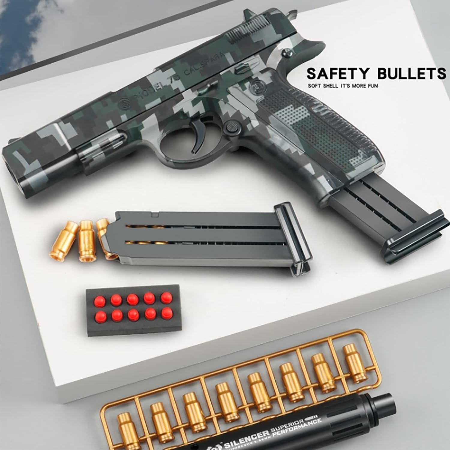 Kinder Spielzeug Pistole Gun Blaster Soft Munition ab 6 Jahren Militärgrün