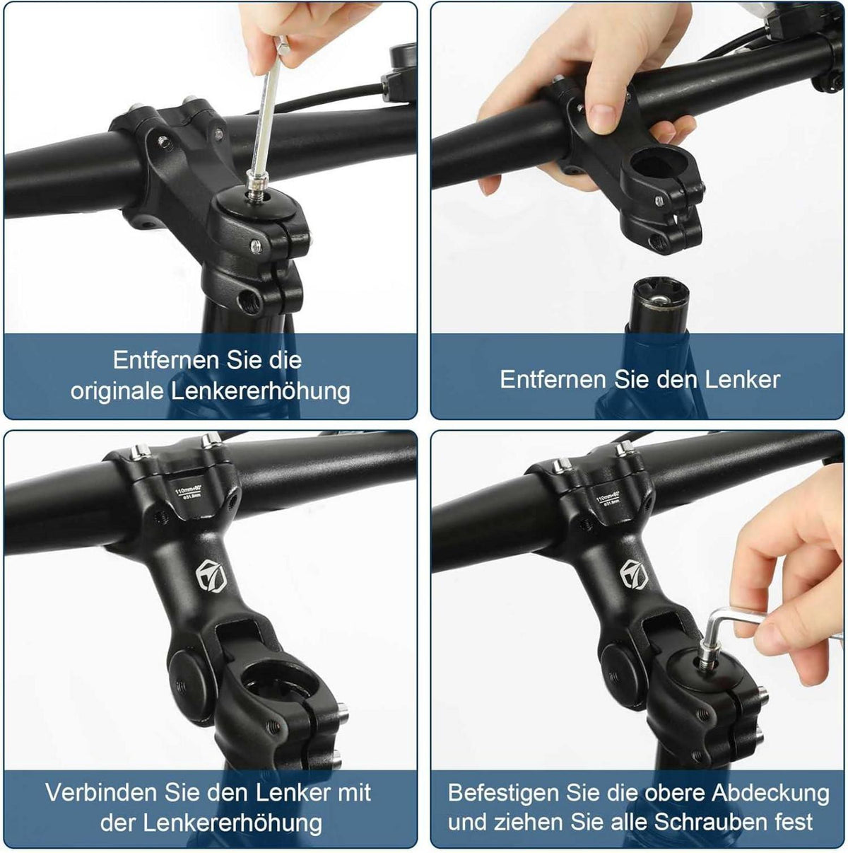 Fahrradlenker Vorbau 31.8mm*110mm Aluminium verstellbar mit