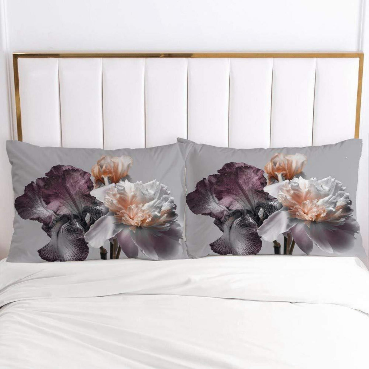 Bettwäsche-Set 135x200 cm Grau Floral Vintage Bettwäsche