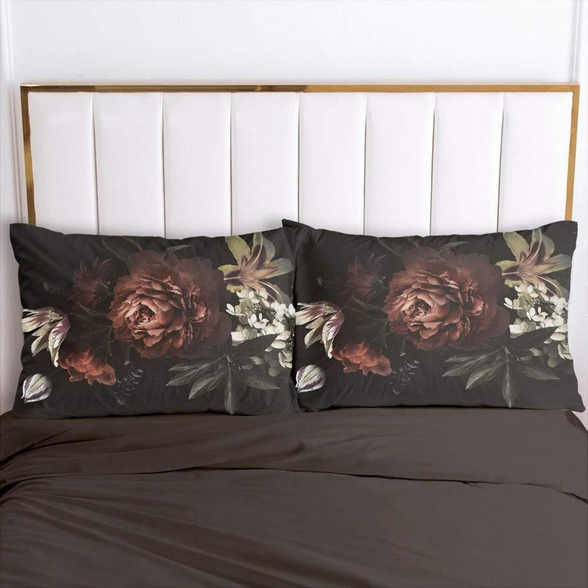 Blumen Bettwäsche Set 135x200cm Schwarz Floral Vintage