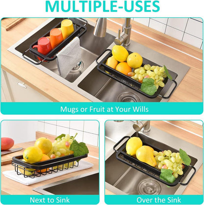 Einstellbares Dish Drainer Trocknen Rack mit Geschirrhandtuch