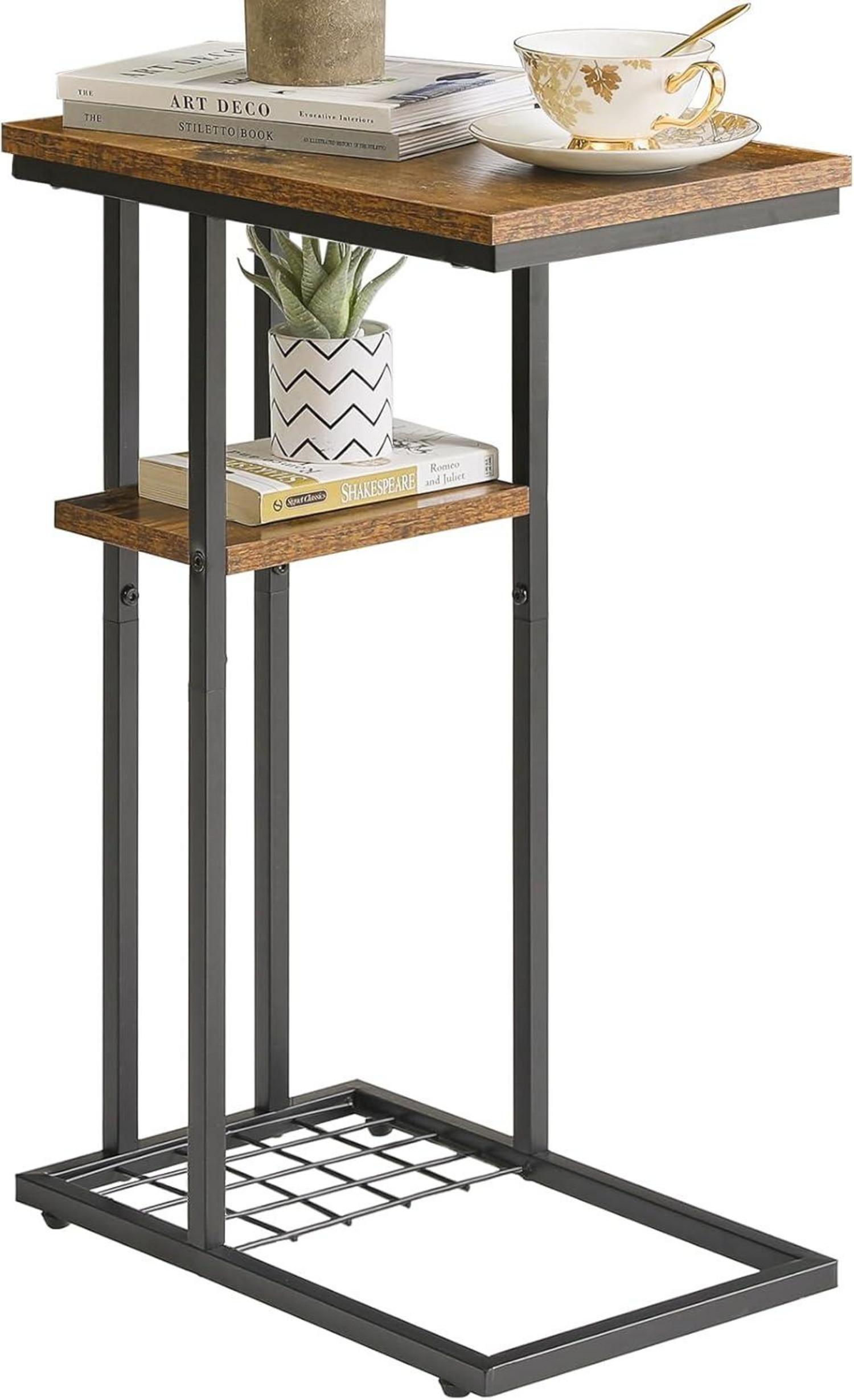 Beistelltisch C-Form mit Lagerregal Drahtgeflecht 40x26x61.5cm