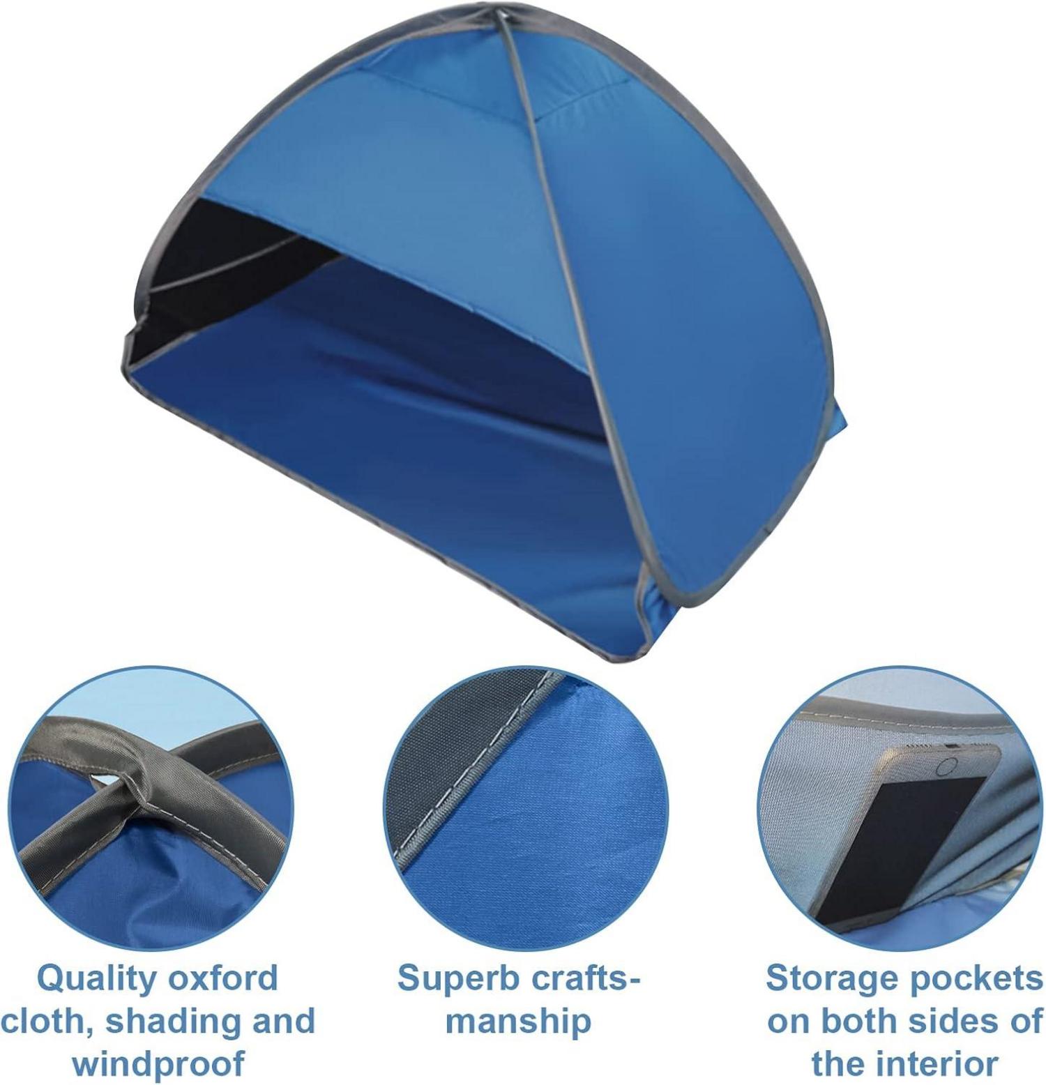 Pop Up Strand Sonnenzelt Mini Sonnenschutz Zelt 360° Fensterbelüftung