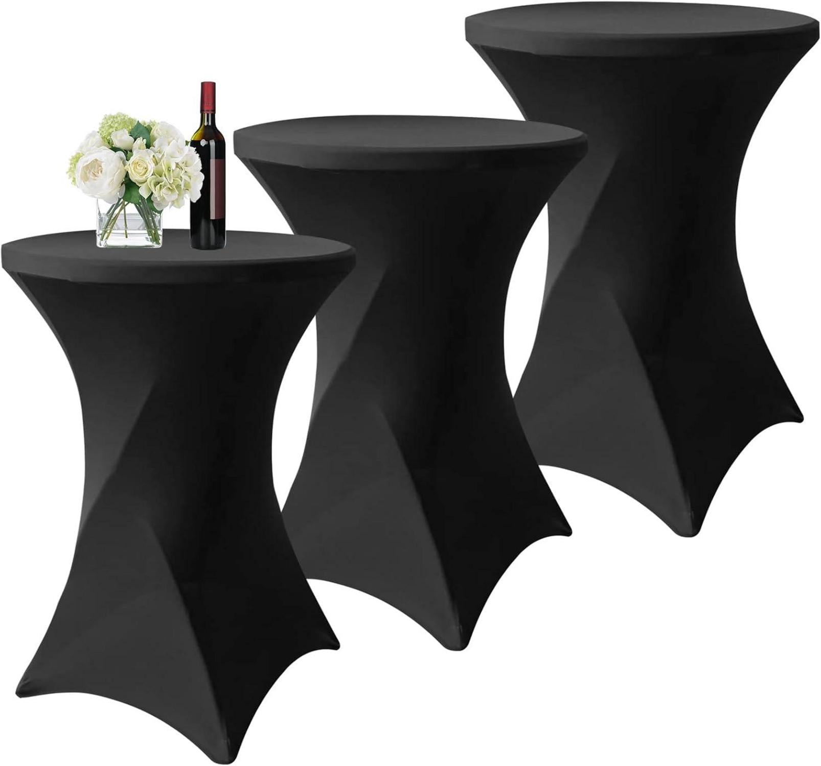 Schwarze Stretch Husse für Stehtisch Ø 80-85 cm - Set 3 Stück
