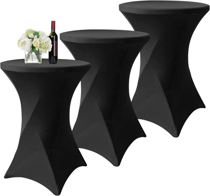 Schwarze Stretch Husse für Stehtisch Ø 80-85 cm - Set 3 Stück