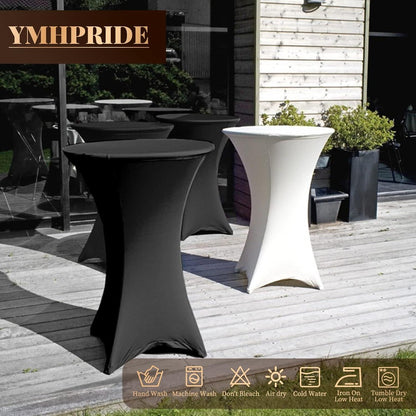 Schwarze Stretch Stehtisch Husse Ø 80-85 cm 3er-Set Spandex Tischdecke 80x110cm