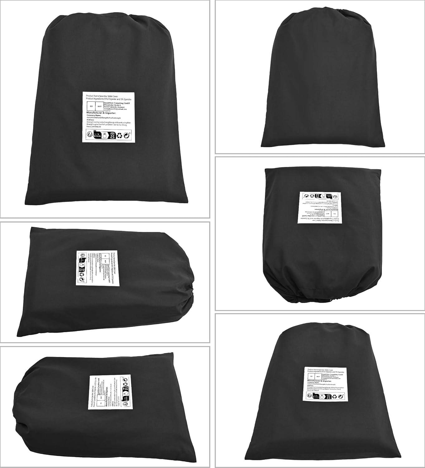 Schwarze Stretch Stehtisch Husse Ø 80-85 cm 3er-Set Spandex Tischdecke 80x110cm