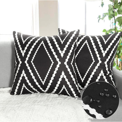 2er Set Outdoor Kissen 45x45 cm wasserdicht Schwarz