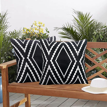 2er Set Outdoor Kissen 45x45 cm wasserdicht Schwarz