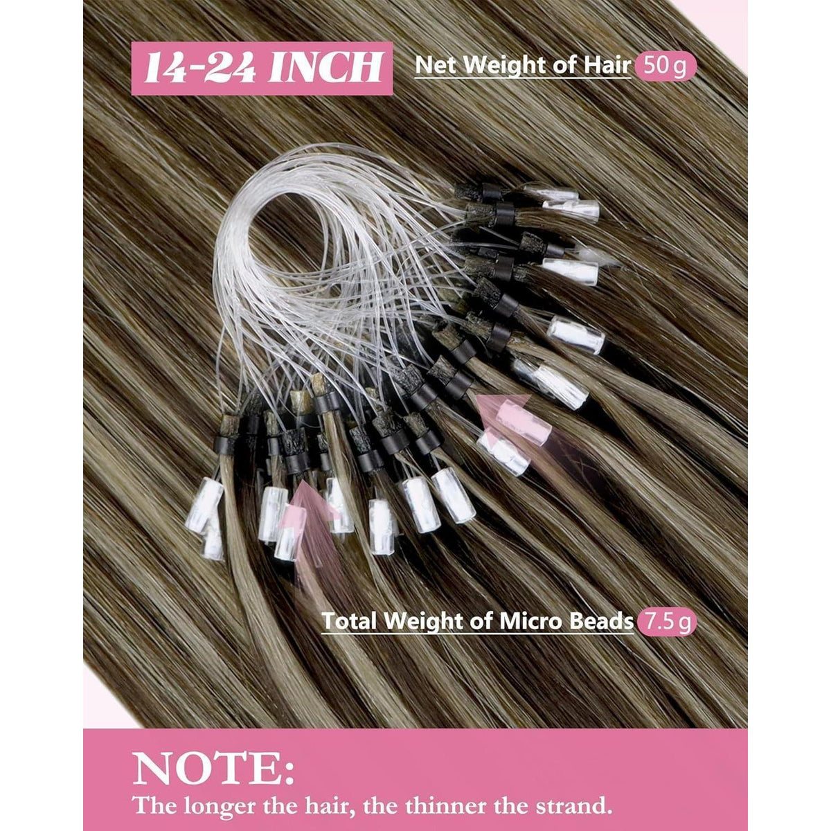 Echthaar Microring Extensions Braun 60 cm – Remy Glatt