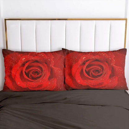 Vintage Rosen Bettwäsche Set 135x200cm - 4-teilig Rot