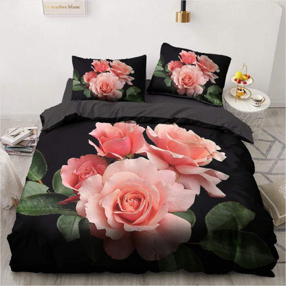 Rosen Bettwäsche-Set 135x200cm, Rosa, 4-teilig