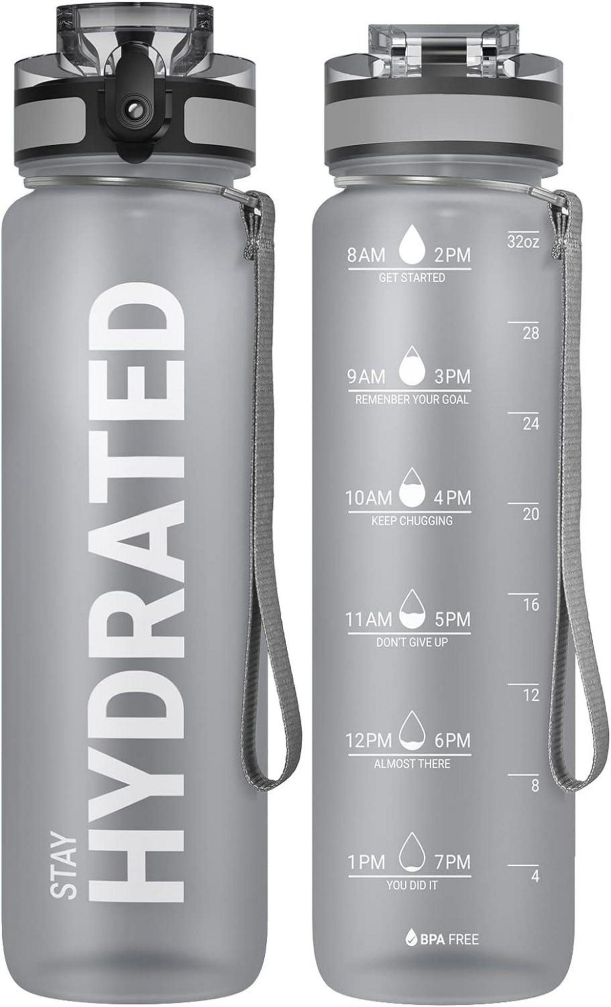 Sport Trinkflasche BPA-frei 1000ml Grau Gold