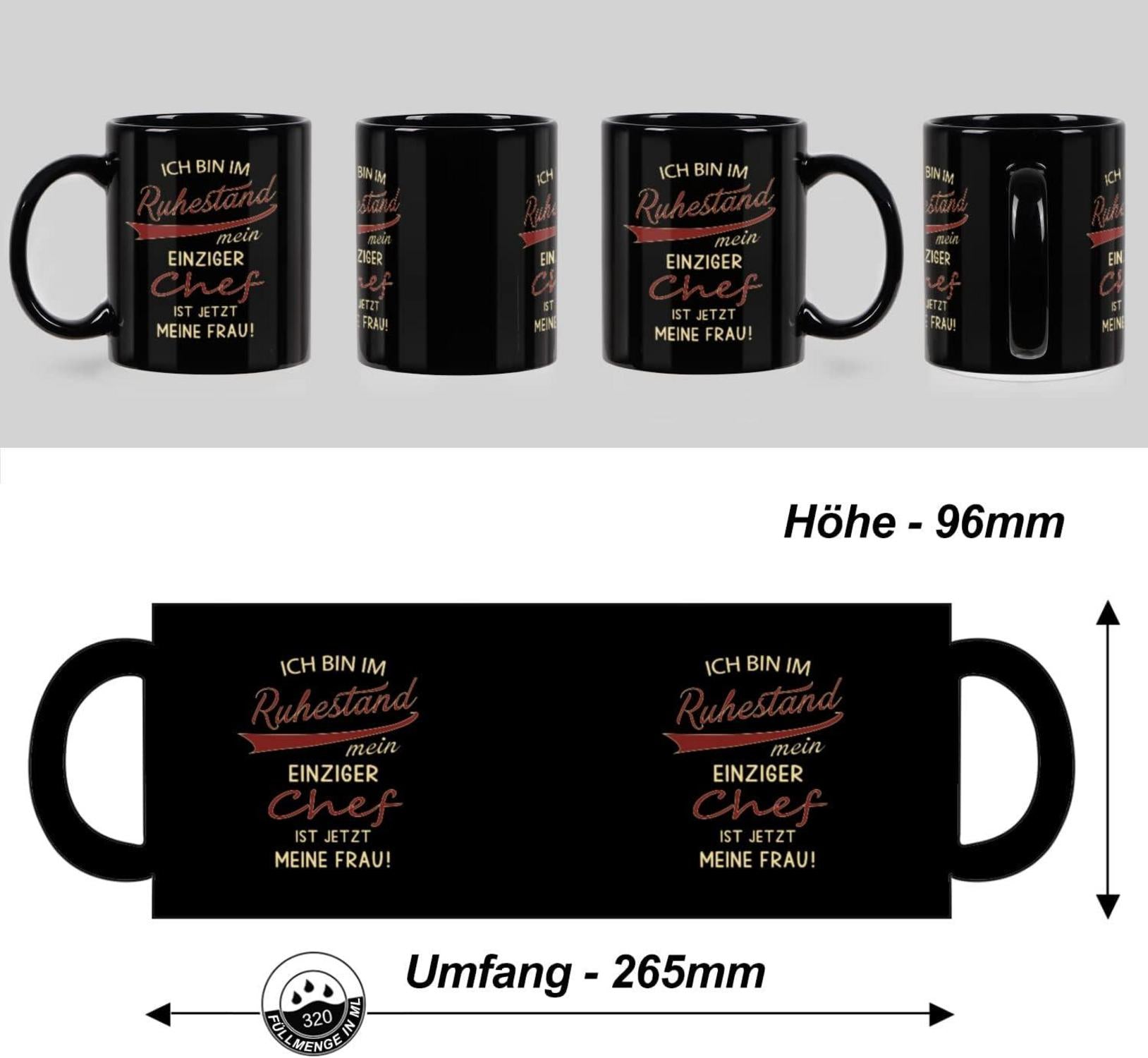 Ruhestand Tasse Rentner Renteneintritt Geschenk Männer Schwarz