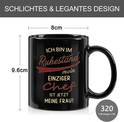 Ruhestand Tasse Rentner Renteneintritt Geschenk Männer Schwarz