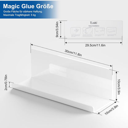 Schweberegal Acryl Weiß 30cm - Kleberegale 2er Set - Bad